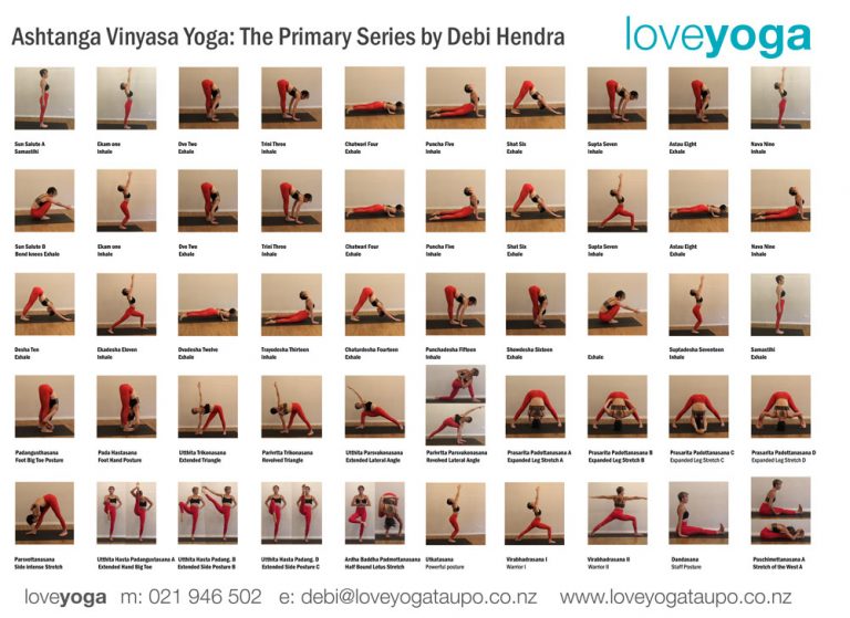 Ashtanga Yoga The Primary Series A4 Cheat Sheet Loveyoganewzealand 